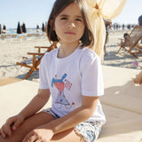 T-Shirt bambina con codini blu